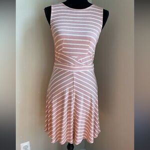 XS pink and white stripped mini dress